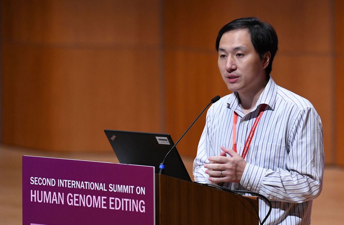 Chinese scientist He Jiankui speaks at a conference on human genome editing in Hong Kong on November 28, 2018.
