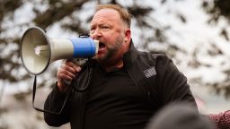WASHINGTON, DC - JANUARY 06: Alex Jones, the founder of right-wing media group Infowars, addresses a crowd of pro-Trump protesters after they storm the grounds of the Capitol Building on January 6, 2021 in Washington, DC. A pro-Trump mob stormed the Capitol earlier, breaking windows and clashing with police officers. Trump supporters gathered in the nation's capital today to protest the ratification of President-elect Joe Biden's Electoral College victory over President Trump in the 2020 election. (Photo by Jon Cherry/Getty Images)