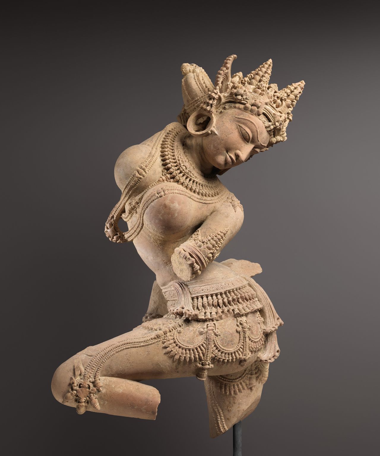 The mid-11th century sandstone sculpture, "Celestial dancer (Devata)."