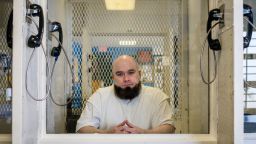 John Henry Ramirez, who is on death row, in the visitation area of the Allan B. Polunsky Unit prison in Livingston, Texas, Aug. 25, 2021. 