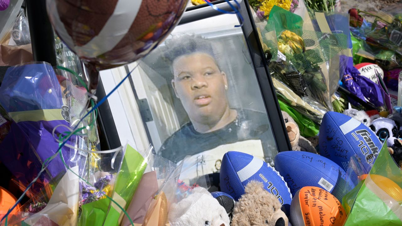 A makeshift memorial for Tyre Sampson is viewed outside the Orlando Free Fall ride at the ICON Park entertainment complex on Sunday, March 27, 2022.