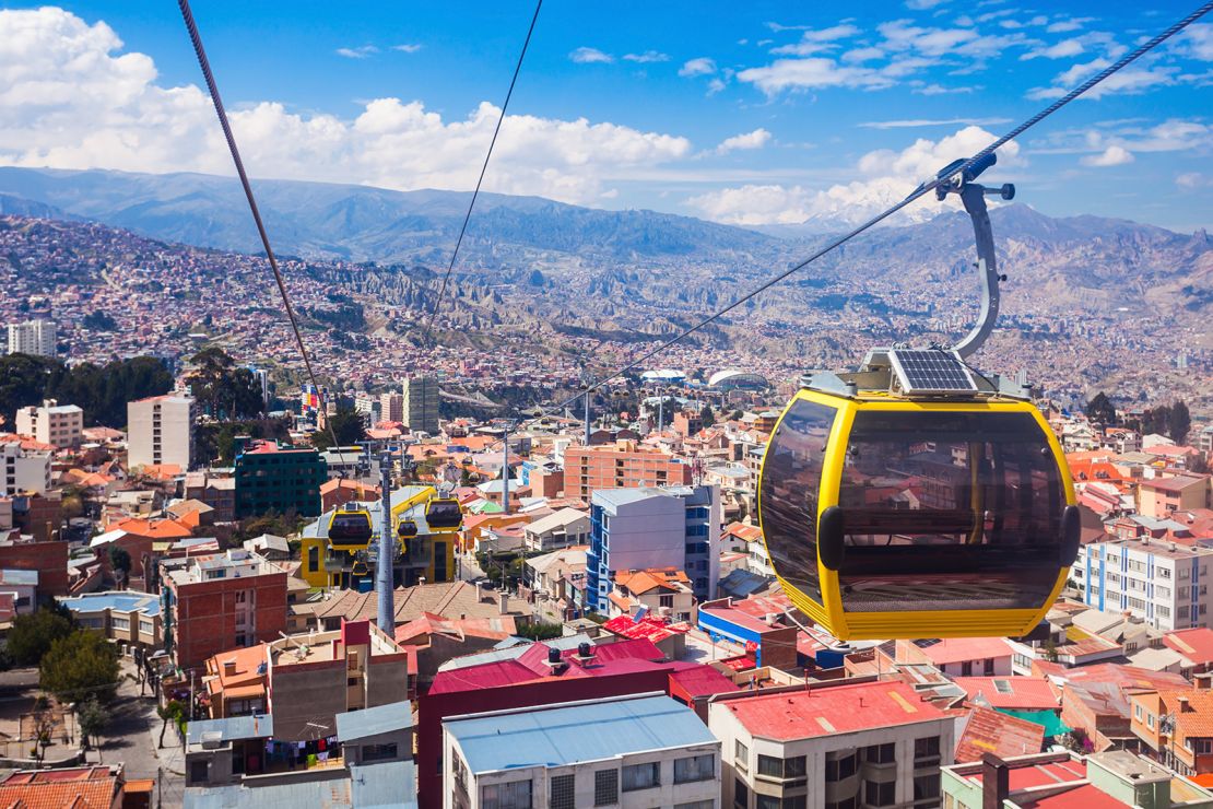 Mi Teleferico is an aerial cable car in the city of La Paz, Bolivia. This South American country is at Level 2.