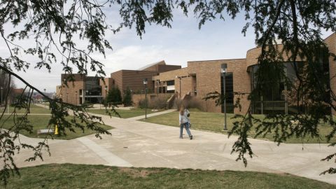A student walks to class in 2006 at Shawnee State University in Portsmouth, Ohio.
