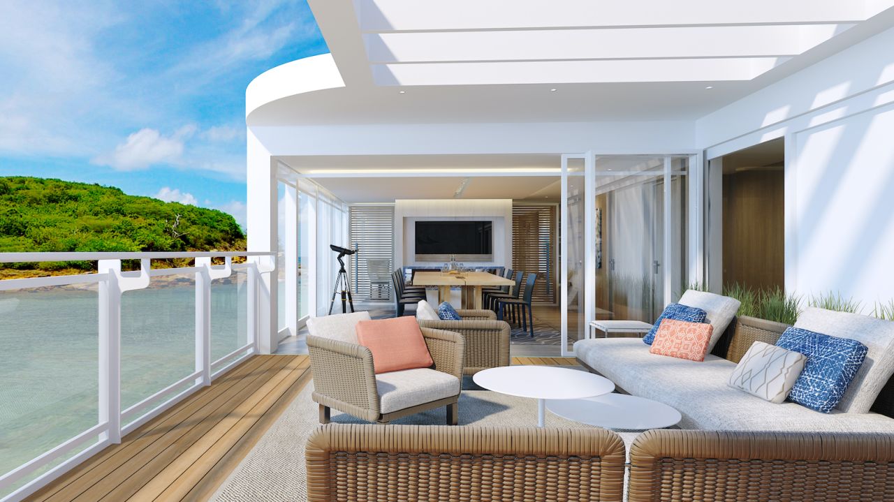 A rendering of the Owner's Suite onboard the new Polaris and Octantis Viking expedition ships.