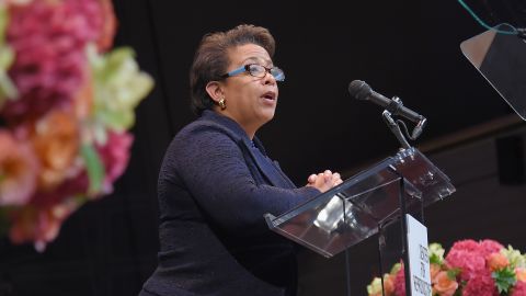 Loretta Lynch speaks at The Center For Reproductive Rights Hosts 25th Anniversary Celebration on October 24, 2017 in New York City.