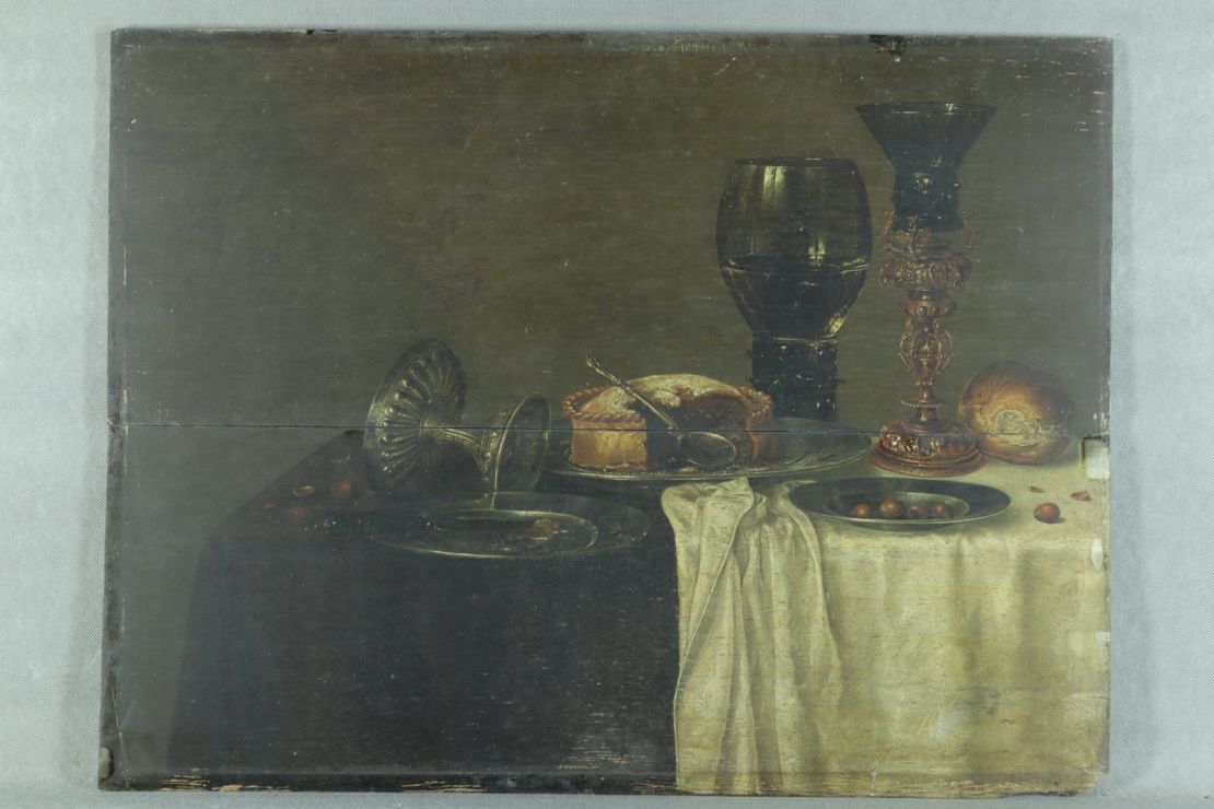 The painting "Still Life" before it underwent restorative treatment.