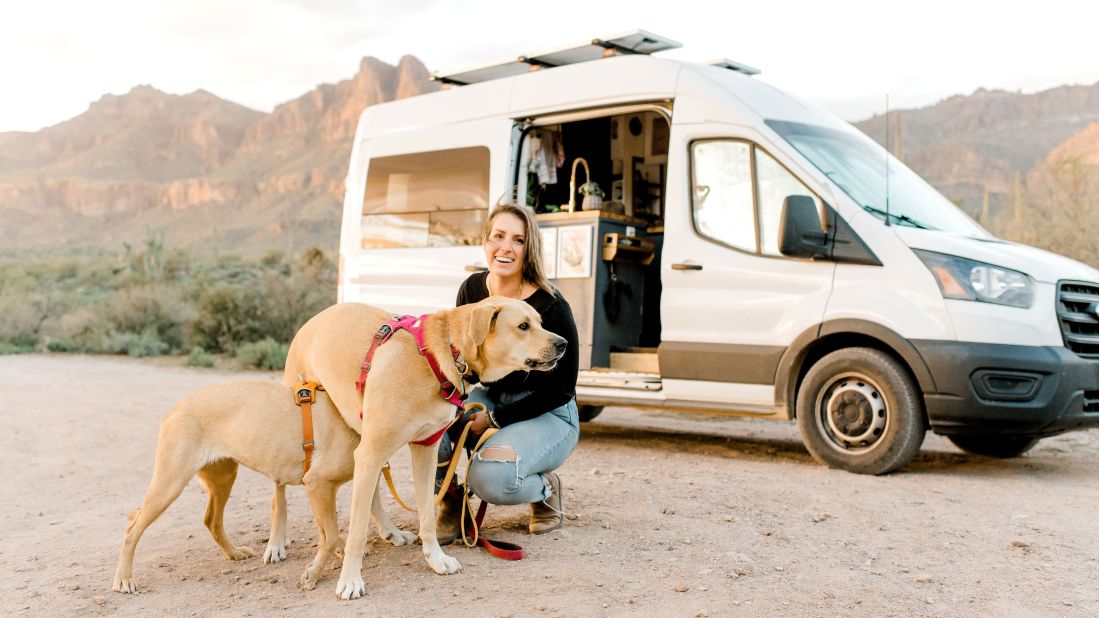 <strong>Solo conversion: </strong>Cori Geiger bought a used Ford Transit in 2020 for $36,000 and spent around $19,000 converting it into a mobile home. 