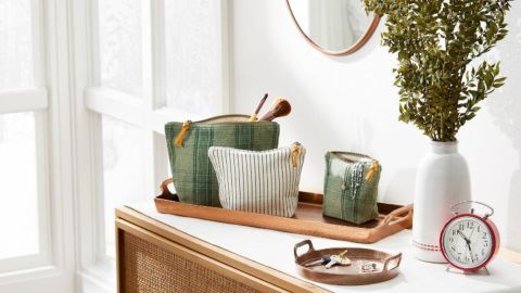 Hearth & Hand with Magnolia 3-Piece Plaid & Stripes Travel Pouch Set