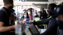 LOS ANGELES, CA - APRIL 19: Passengers make their way through Delta Airlines Terminal Two at Los Angeles International Airport on Tuesday, April 19, 2022 in Los Angeles, CA. Airports and airlines dropped their mask requirements after a Florida federal judge voided the Biden administrations mask mandate for planes, trains and buses. (Gary Coronado / Los Angeles Times via Getty Images)