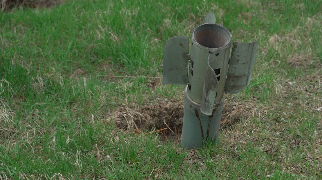 A Smerch rocket tailfin is still in Chernysh's garden.
