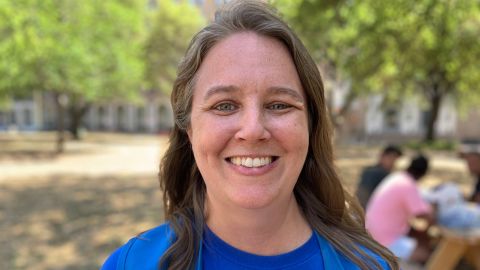 Interfaith Welcome Coalition volunteer Katie Myers started volunteering in 2018 by making sandwiches for migrants, she said. Now, she coordinates all the volunteers at the bus station and the park.