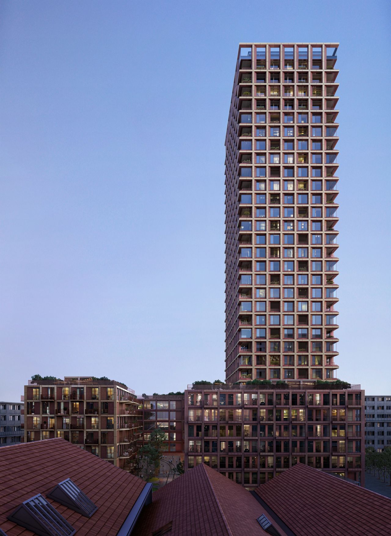The 100-meter-tall construction will follow a system which replaces a concrete core with wood. 