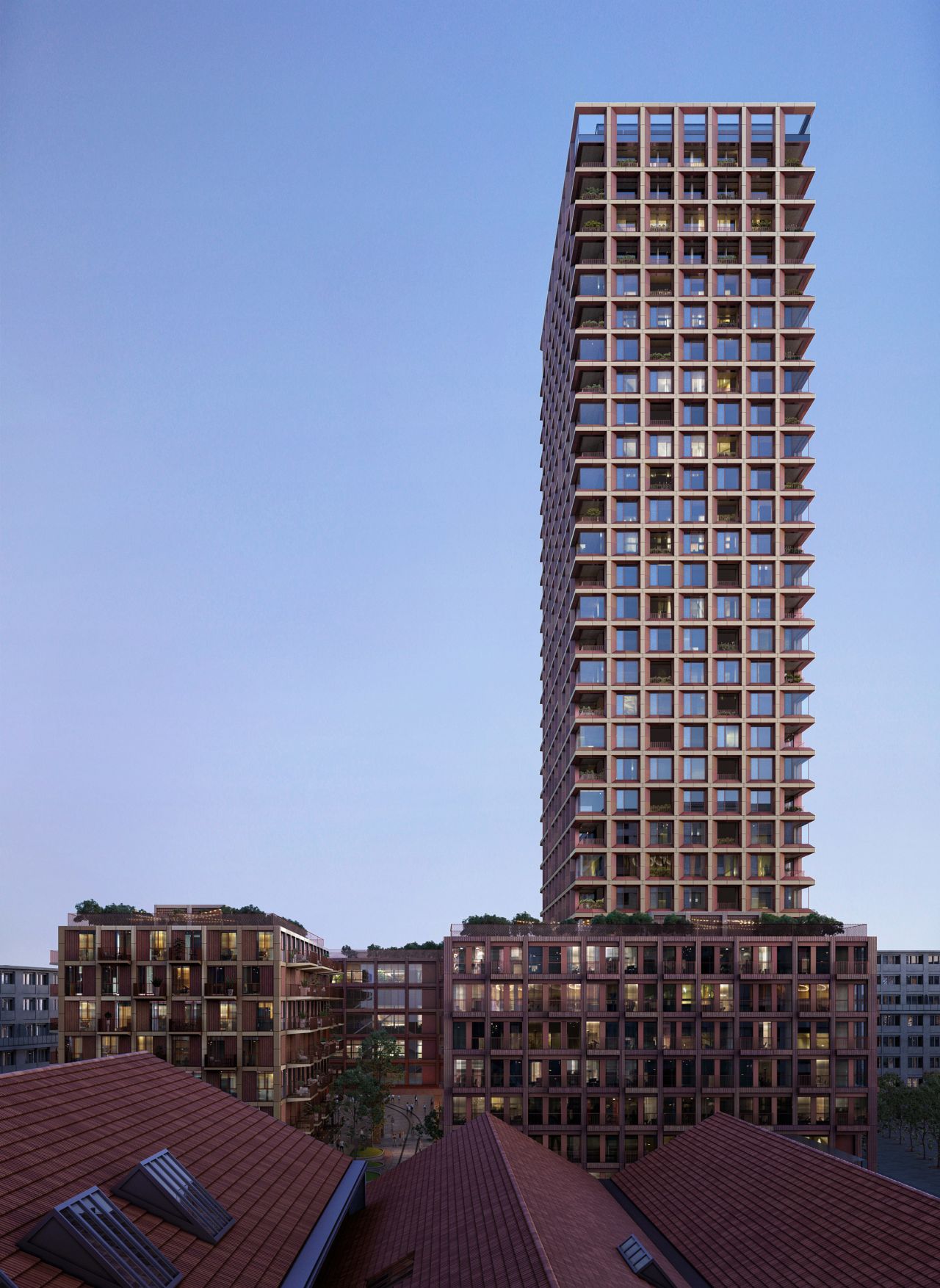 The 100-meter-tall construction will follow a system which replaces a concrete core with wood.