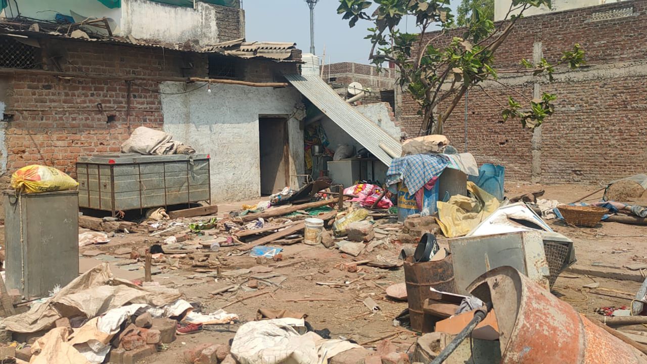 Rubble and debris from Shahdullah Baig's destroyed home. 