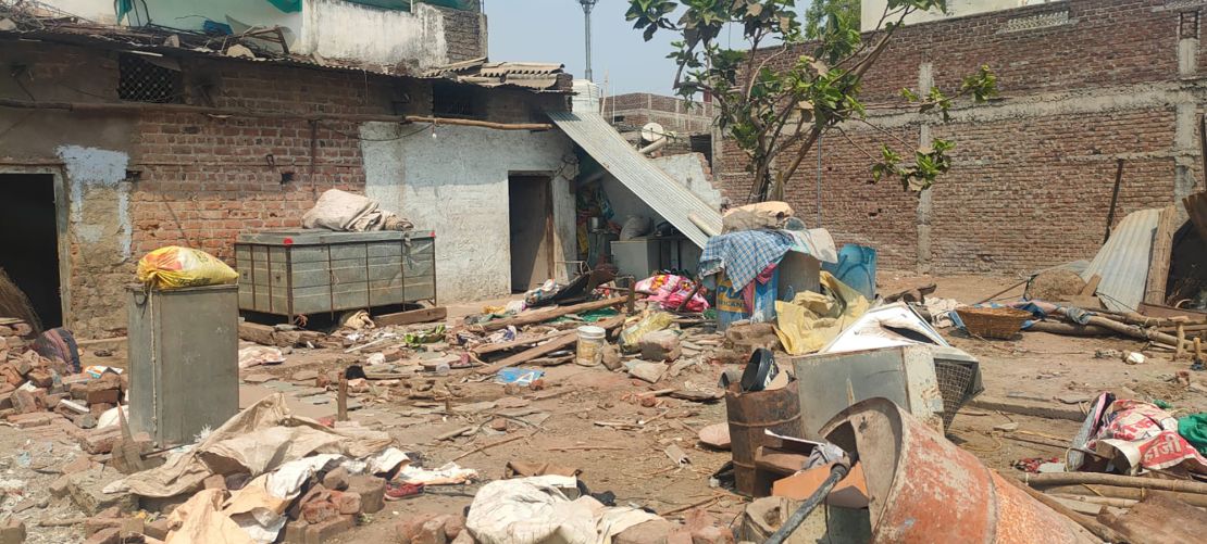 Rubble and debris from Shahdullah Baig's destroyed home. 