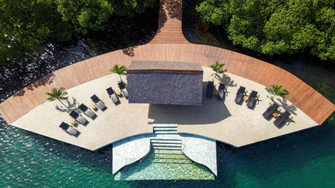 A luxury private island resort in Panama has revealed a new "aerial" beach. 