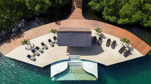 A luxury private island resort in Panama has revealed a new "aerial" beach.
