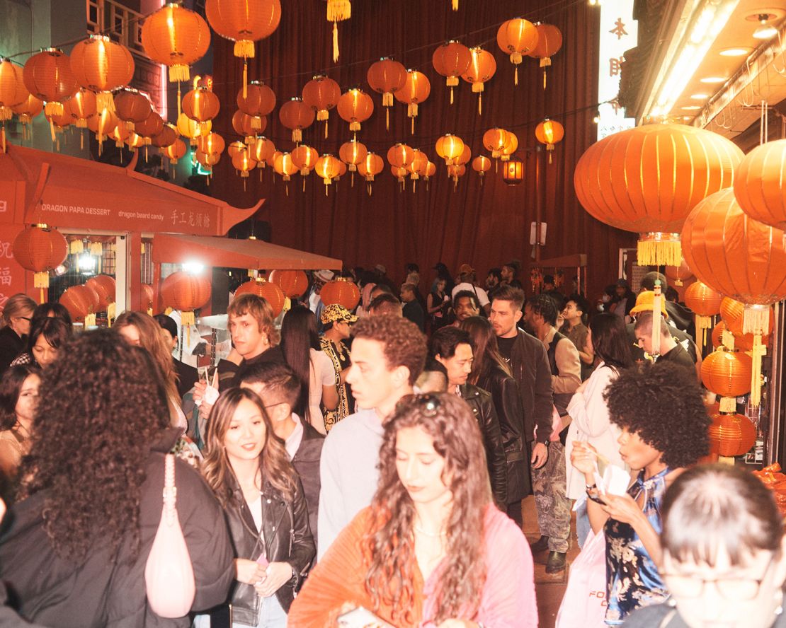 "Fortune City" was both an event and live runway. Before the show, attendees could wander around a night market.
