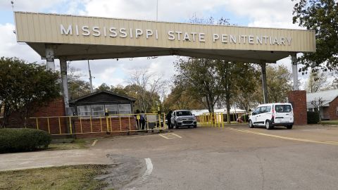 The front gate of the Mississippi State Penitentiary in Parchman, Mississippi, is shown November 17, 2021.