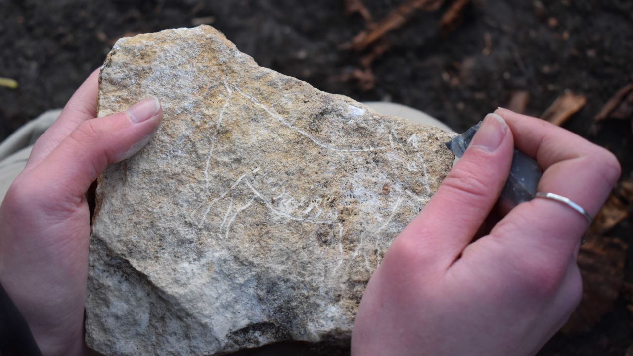The researchers recreated the engraved limestone plaquettes. 
