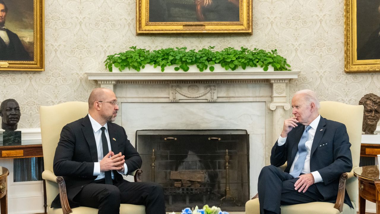 President Joe Biden tweeted this photo from the White House on Thursday, April 21. "I met with Prime Minister Shmyhal of Ukraine this morning to convey our continued commitment to support Ukraine in the face of Russia's brutal war of aggression," Biden wrote.