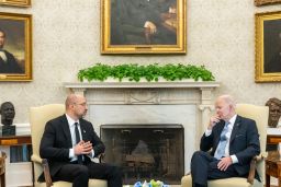 President Joe Biden tweeted this photo from the White House on Thursday, April 21. "I met with Prime Minister Shmyhal of Ukraine this morning to convey our continued commitment to support Ukraine in the face of Russia's brutal war of aggression," Biden wrote.