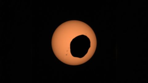 NASA's Perseverance Mars rover captured video of Phobos during an eclipse.