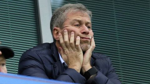 Roman Abramovich sits in his box before Chelsea's Premier League match against Sunderland at Stamford Bridge on December 19, 2015.