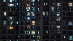 View of residential units during a Covid-19 coronavirus lockdown in the Jing'an district of Shanghai on April 17, 2022. (Photo by Hector RETAMAL / AFP) (Photo by HECTOR RETAMAL/AFP via Getty Images)