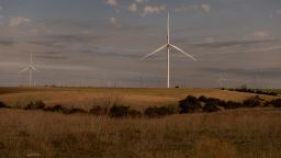 Wind turbines spin at the Traverse wind farm in Oklahoma on April 19.