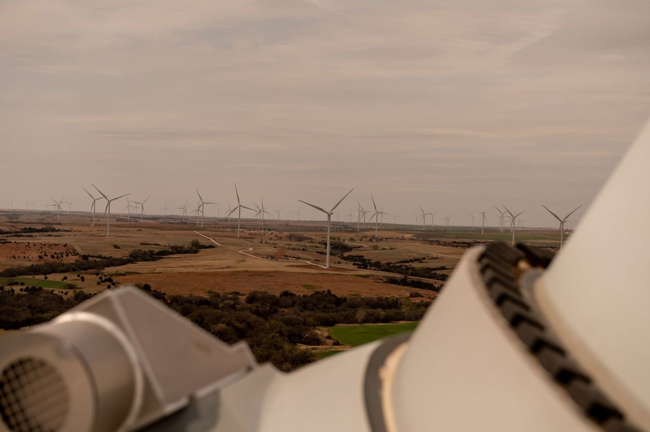 The traverse wind farm as seen from the top of one of the turbines on April 19.