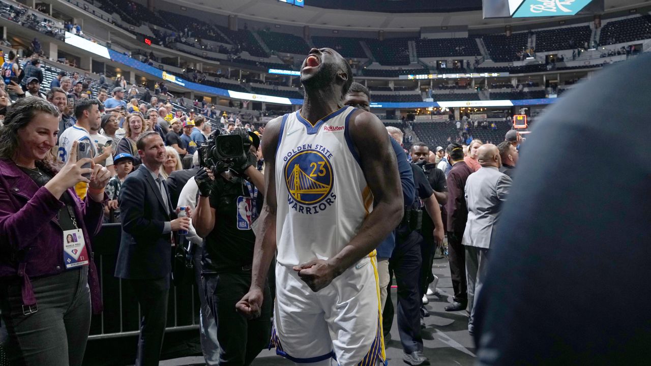 Green celebrates after the win against the Nuggets.