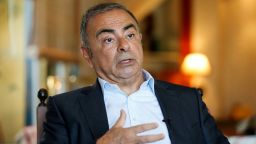 FILE PHOTO: Fugitive former car executive Carlos Ghosn, gestures as he talks during an interview with Reuters in Beirut, Lebanon June 14, 2021. REUTERS/Mohamed Azakir/File Photo