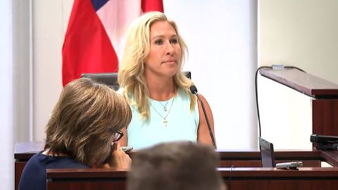 Rep. Marjorie Taylor Greene is seen testifying on Friday in Atlanta.