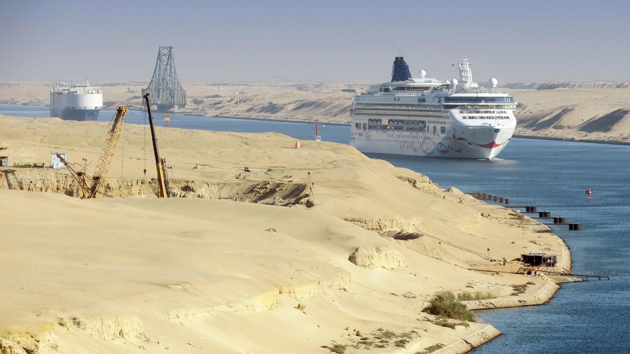 Cruise ships are helped down the Suez Canal by local expert seafarers, called marine pilots.