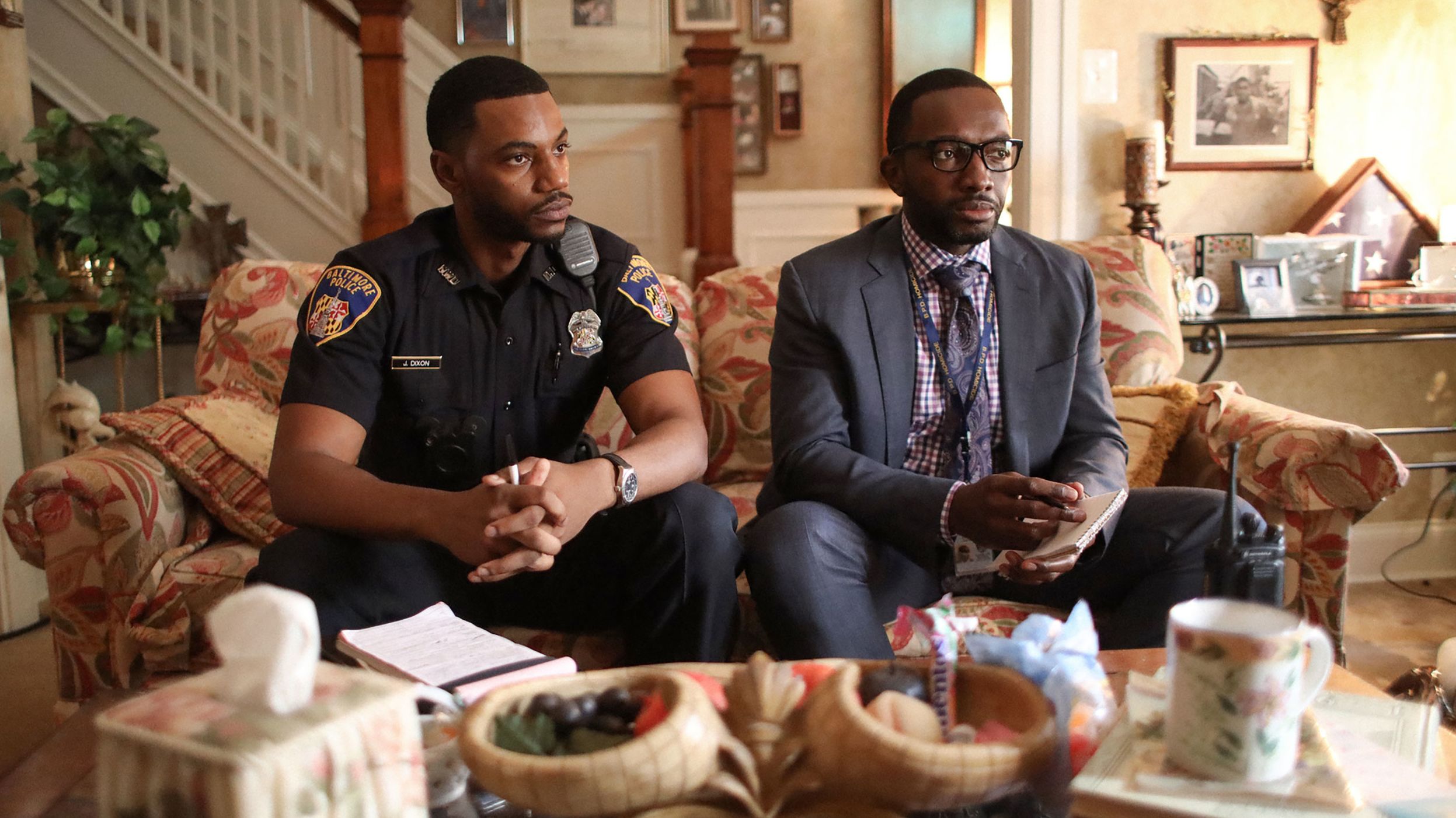 Jamie Hector (right) as detective Sean M. Suiter in 'We Own This City.'