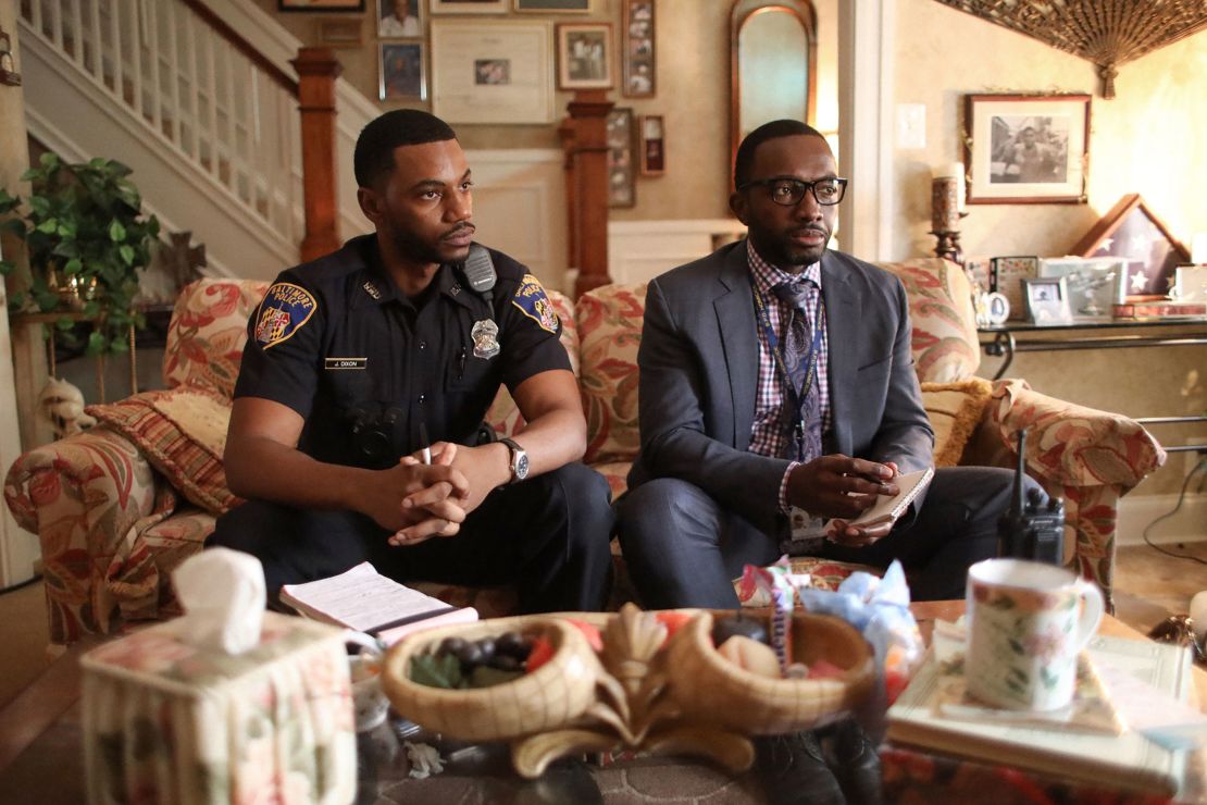 Jamie Hector (right) as detective Sean M. Suiter in 'We Own This City.'