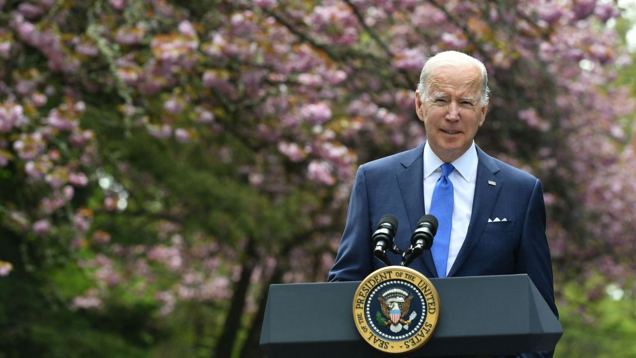US President Joe Biden speaks on Earth Day at Seward Park in Seattle, Washington, on April 22, 2022. (Photo by MANDEL NGAN / AFP) (Photo by MANDEL NGAN/AFP via Getty Images)