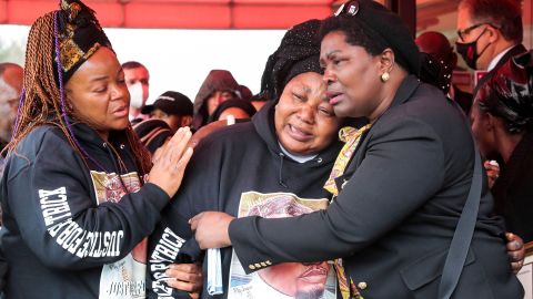 Dorcas Lyoya gets emotional following the funeral of her son, Patrick Lyoya.