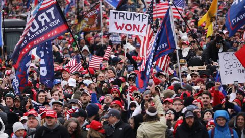 Crowds arrive for the "Stop the Steal" rally on January 06, 2021 in Washington, DC. Trump supporters gathered in the nation's capital today to protest the ratification of President-elect Joe Biden's Electoral College victory over President Trump in the 2020 election.