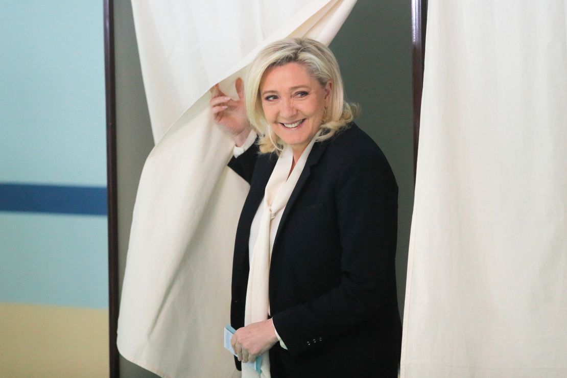 French far-right contender Marine Le Pen casts her vote in Henin-Beaumont, in northern France, on Sunday.