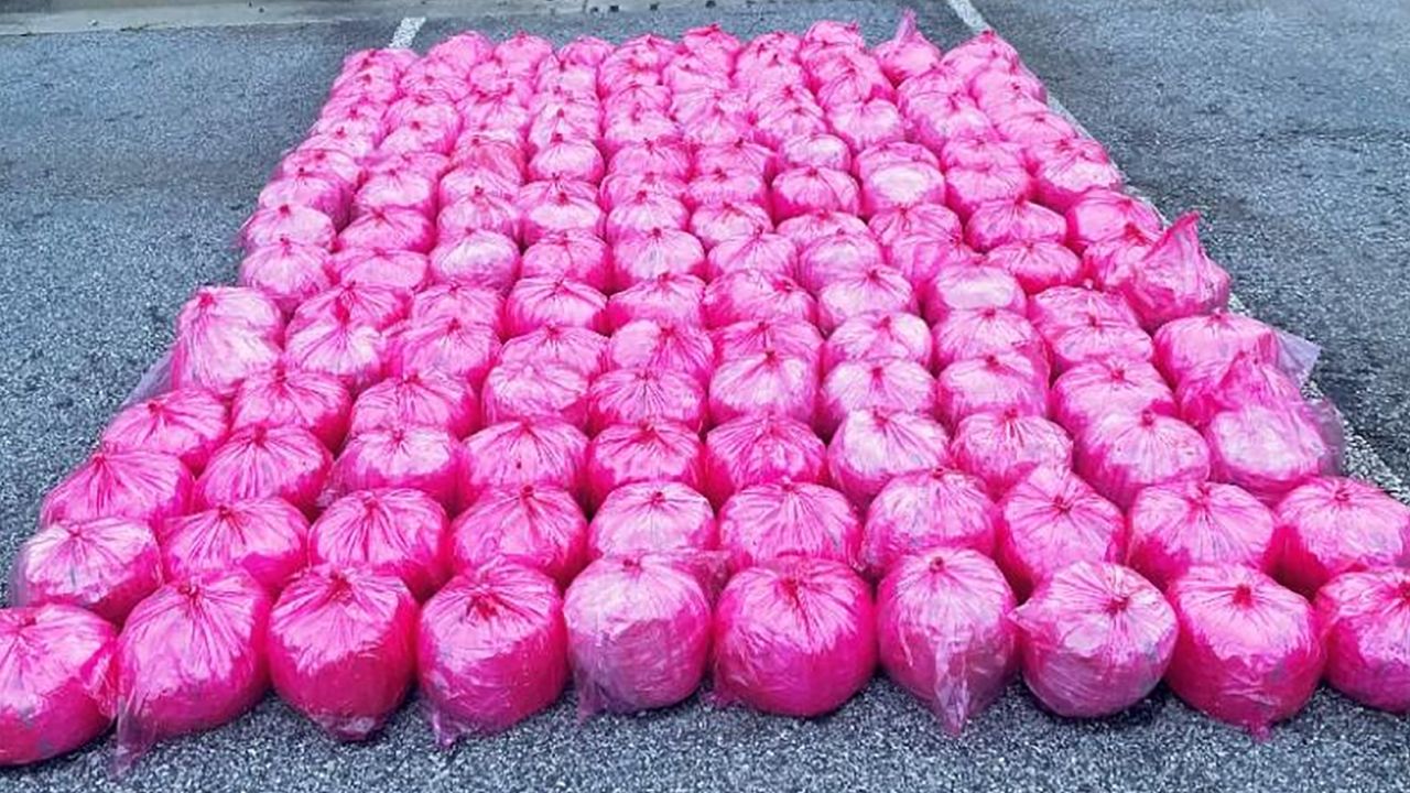 The 1,761 pounds of methamphetamine were packaged in strawberry-colored bags.