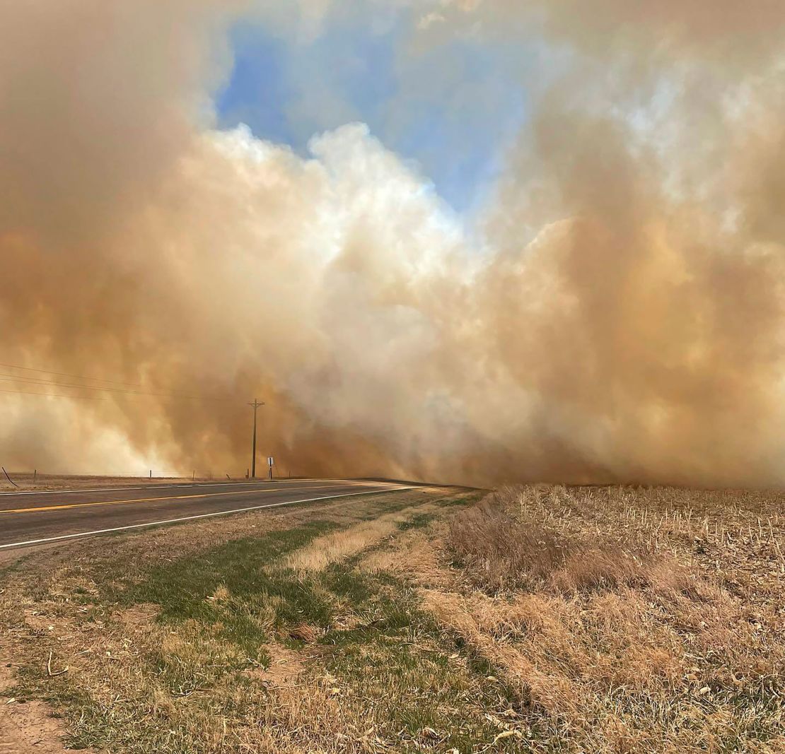 Smoke from a wildfire seen from near Cambridge, Nebraska, Saturday.