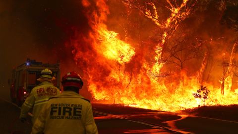 A bushfire burns near the town of Bilpin, Australia, on December 19, 2019 during the Black Summer fires.