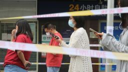 Local residents of Chaoyang District, Beijing Metropolitan area, wait in line to take PCR( polymerase chain reaction) test as a large number of Covid-19 infections has surged in China on April 25, 2022. 
