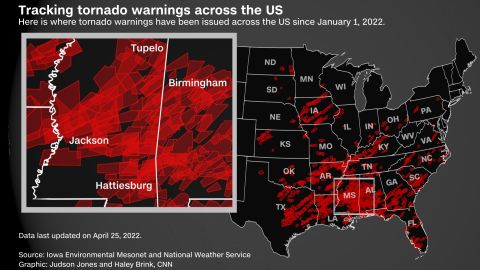 The number of tornado warnings that have been issued so far in 2022.