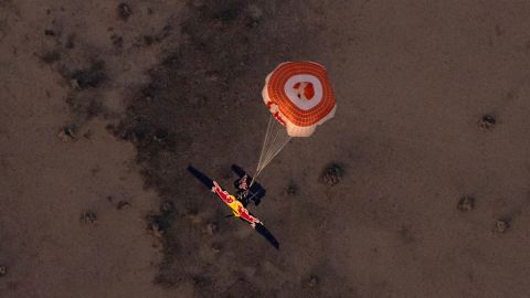 Andy Farrington had to parachute down.