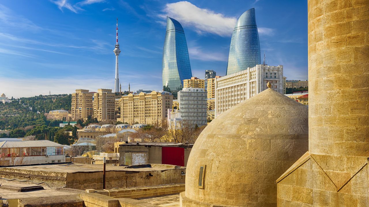 Azerbaijan moved to "low" risk on Monday. The old town of Azerbaijan's capital of Baku is seen here.