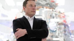 SpaceX Chief Engineer Elon Musk speaks to media in front of Crew Dragon cleanroom at SpaceX Headquarters in Hawthorne, California on October 10, 2019. (Photo by Yichuan Cao/Sipa USA)