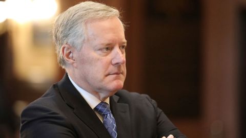 Former White House Chief of Staff Mark Meadows listens during an announcement of the creation of a new South Carolina Freedom Caucus based on a similar national group at a news conference on Wednesday, April 20, 2022 in Columbia, S.C.
